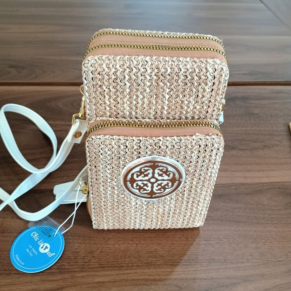 Chic Woven Tan Crossbody Bag